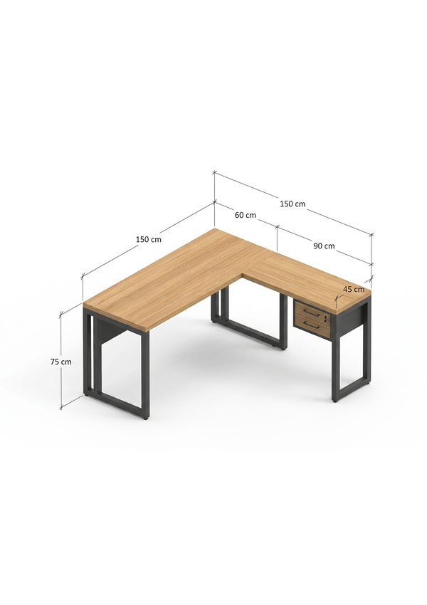 04 mesa em l tubular com gavetas